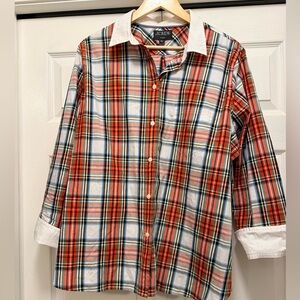 J. Crew Women's Red and Blue Plaid Button-Down Shirt
